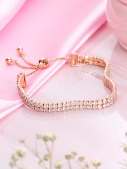 Zavya - Rosy Elegance Adjustable Rose Gold Plated 925 Sterling Silver Bracelet