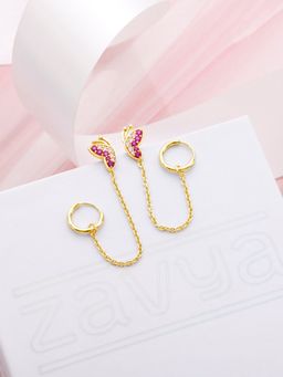 Zavya - CZ Butterfly Loop Earring in 925 Gold Plated Sterling Silver