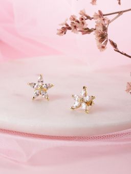 Zavya - CZ Golden Plated Star 925 Sterling Silver Studs