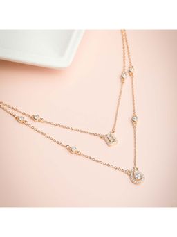 Zavya - Rose Toned Graceful Layered 925 Silver Necklace