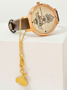 Pipa Bella by Nykaa Fashion - Gold-Plated Tennis Racket Watch Charm