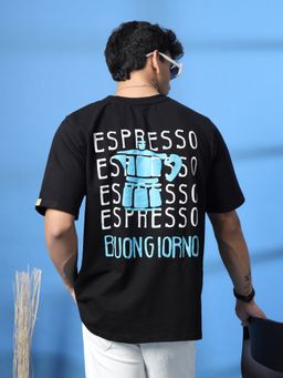 RIGO - Men Black Typography Oversized T-Shirt