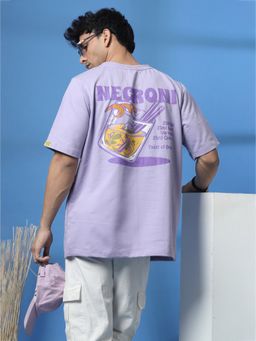 RIGO - Men Purple Drink in Design Oversized T-shirt