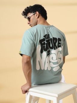 RIGO - Men Jade Green Terry Oversized Printed T-shirt