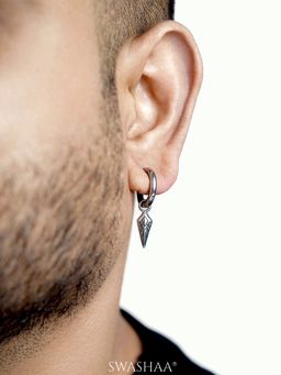 SWASHAA - Silver Draven Dagger Dangle Men's Hoop Earrings