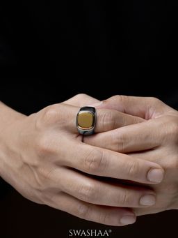 SWASHAA - Gold Drax Square Signet Men's Ring