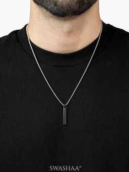 SWASHAA - Black Drift Textured Bar Men's Pendant Necklace