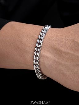 SWASHAA - Silver Cuban Chain 8 Mm Men's Bracelet