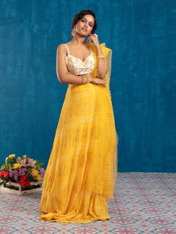 Gajra Gang - Desert Dance Yellow Embroidered Lehenga Choli & Dupatta GGLEH30 (Set of 3)