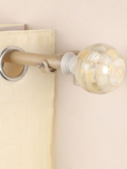 The Decor Mart - 84"-144" Tesla Mother Of Pearl Extendable Curtain Rod Beige 19Mm (Hardware Included)