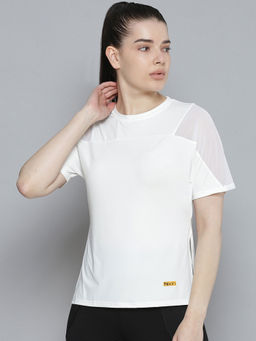 Fitkin - Women White Solid Quick Dry Workout T-shirt