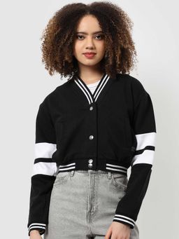 Campus Sutra - Womens Black & White Sweatshirt