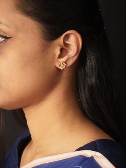 Niscka - Gold Plated White Zircon Earrings