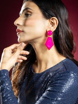 Niscka - Exquisite Large Hot Pink Earrings