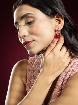 Niscka - Black Rhodium-Plated Ruby CZ Earrings