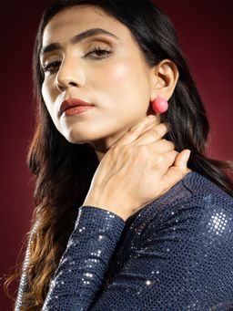 Niscka - Pink Ball Stud Earrings