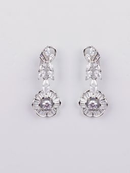 Niscka - Silver Rhodium Plated White American Diamond Designer Necklace Set