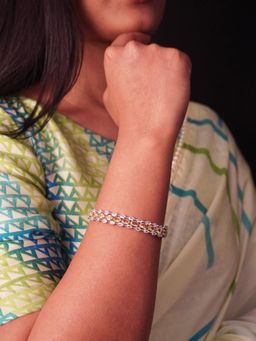 Niscka - Yellow and White American Diamond Openable Bracelet