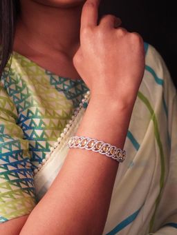 Niscka - Yellow and White American Diamond (AD) Openable Bracelet