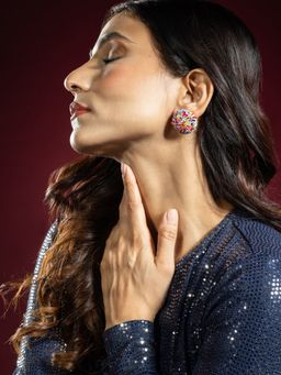 Niscka - Multicolour Bead Round Stud Earrings