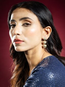 Niscka - 18K Gold Plated Heart Drop Earrings