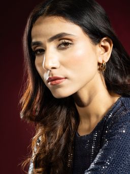 Niscka - Fancy Gold-Plated Crescent Hoop Earring