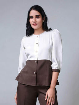 Jaey - Women Brown Royal Colorblock Top