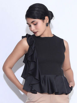 Jaey - Women Black Frilly Charm Top