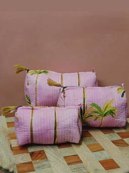 House of Gulab - Pink Waterproof Lining Cosmetic Pouch