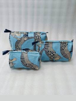 House of Gulab - Blue Waterproof Lining Cosmetic Pouch