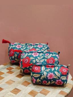 House of Gulab - Green Waterproof Lining Cosmetic Pouch
