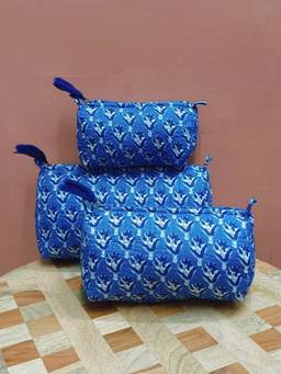 House of Gulab - Blue Waterproof Lining Cosmetic Pouch