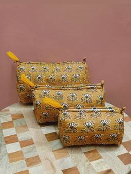House of Gulab - Orange Waterproof Lining Cosmetic Pouch