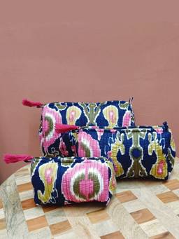 House of Gulab - Blue Waterproof Lining Cosmetic Pouch