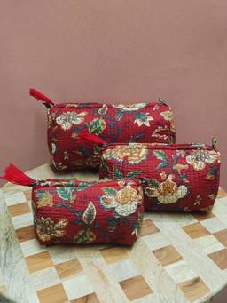 House of Gulab - Red Waterproof Lining Cosmetic Pouch