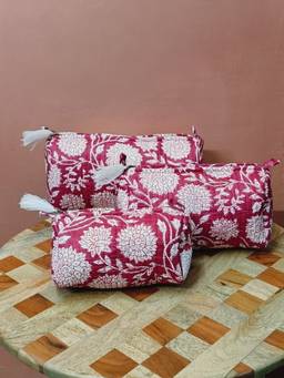 House of Gulab - Pink Waterproof Lining Cosmetic Pouch