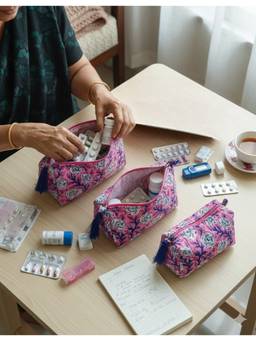 House of Gulab - Pink Waterproof Lining Cosmetic Pouch
