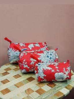House of Gulab - Red Waterproof Lining Cosmetic Pouch