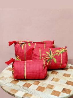 House of Gulab - Red Waterproof Lining Cosmetic Pouch