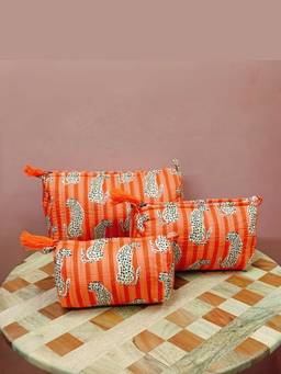 House of Gulab - Orange Waterproof Lining Cosmetic Pouch