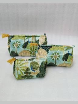 House of Gulab - Green Waterproof Lining Cosmetic Pouch