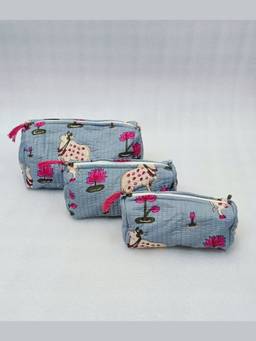 House of Gulab - Grey Waterproof Lining Cosmetic Pouch