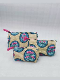 House of Gulab - Beige Waterproof Lining Cosmetic Pouch