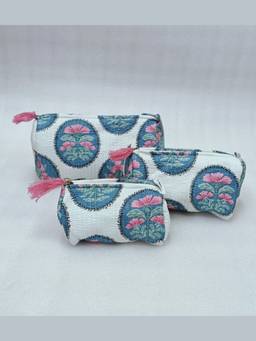 House of Gulab - Blue Waterproof Lining Cosmetic Pouch