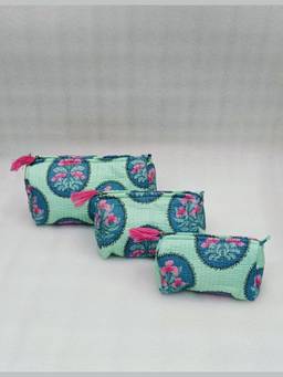 House of Gulab - Blue Waterproof Lining Cosmetic Pouch