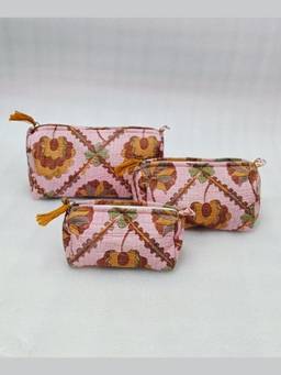 House of Gulab - Pink Waterproof Lining Cosmetic Pouch