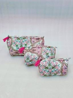 House of Gulab - Pink Waterproof Lining Cosmetic Pouch