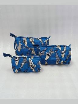 House of Gulab - Blue Waterproof Lining Cosmetic Pouch