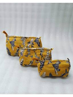 House of Gulab - Yellow Waterproof Lining Cosmetic Pouch