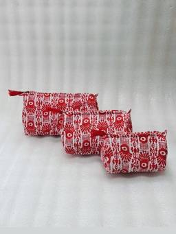 House of Gulab - Red Waterproof Lining Cosmetic Pouch